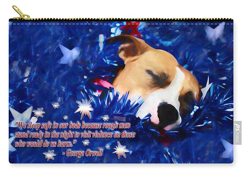 Usa Zip Pouch featuring the photograph Cradled by a Blanket of Stars and Stripes - Quote by Shelley Neff