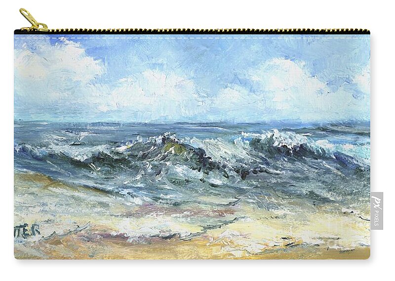 Gulf Coast Zip Pouch featuring the painting Crashing waves in Florida by Virginia Potter