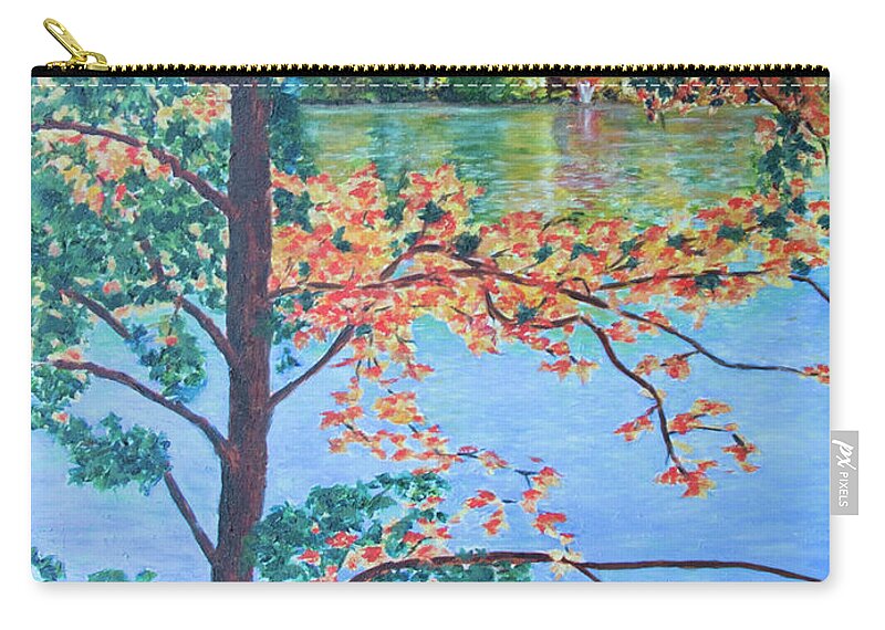 Lake Zip Pouch featuring the painting Crawford Lake ON by Milly Tseng