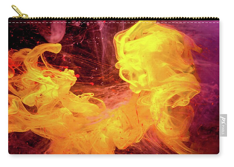 Abstract Zip Pouch featuring the photograph Crazy Chase - Purple And Yellow Abstract Photography by Modern Abstract
