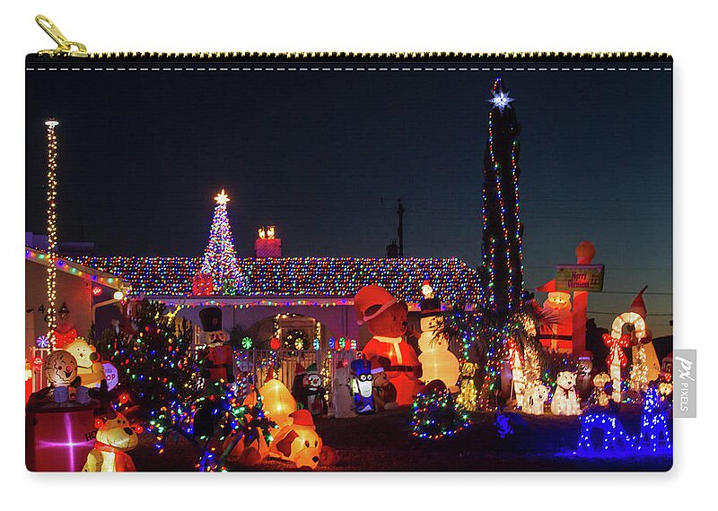 Crazy Christmas Lights Zip Pouch featuring the photograph Crazy Christmas Lights 1 by Bonnie Follett