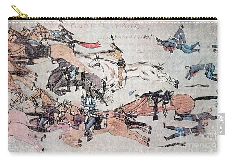 History Carry-all Pouch featuring the photograph Crazy Horse At The Battle Of The Little by Photo Researchers