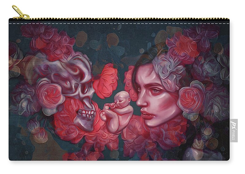 Skull Zip Pouch featuring the digital art Creation by Damir Martic