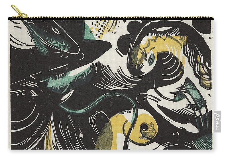 Franz Marc Zip Pouch featuring the drawing Creation History II by Franz Marc