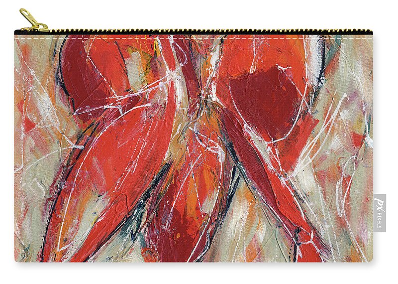 Red Zip Pouch featuring the painting Creature by Lynne Taetzsch