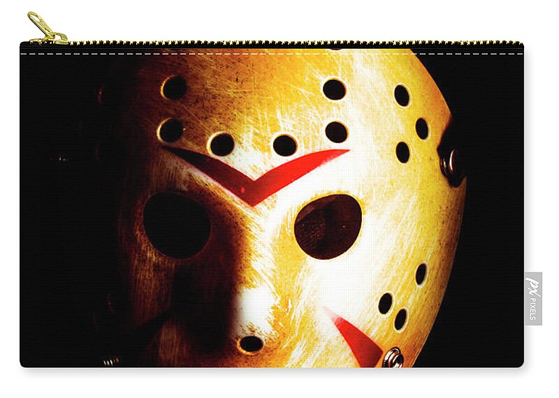 Hockey Zip Pouch featuring the photograph Creepy keeper by Jorgo Photography