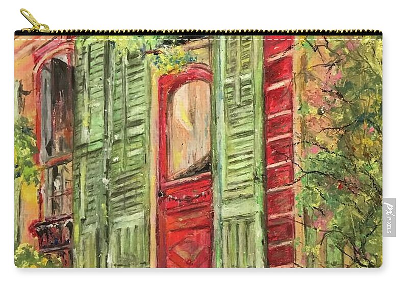 Creole Zip Pouch featuring the painting Creole Painted Lady in the Marigny by Robin Miller-Bookhout