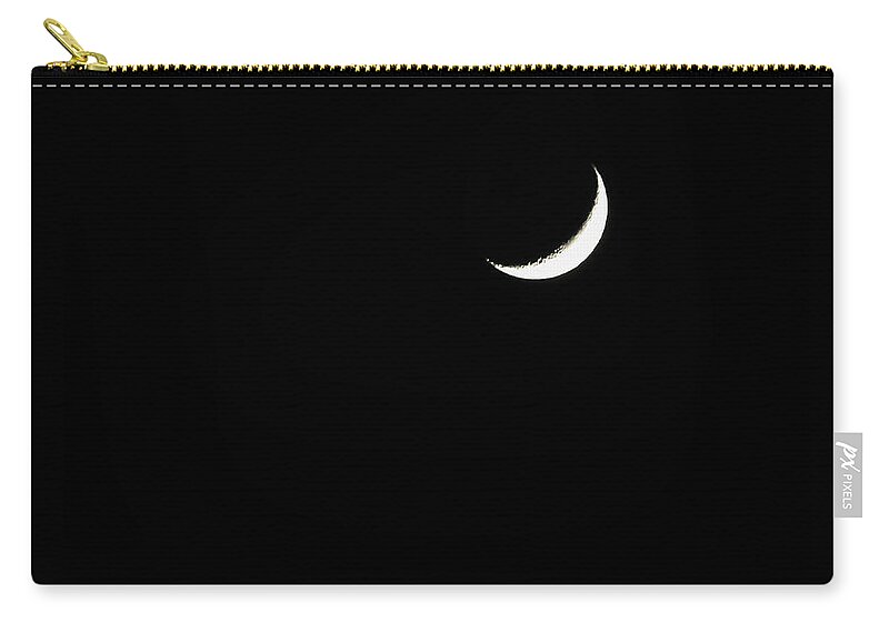 Crescent Zip Pouch featuring the photograph Crescent Moon by Alison Frank