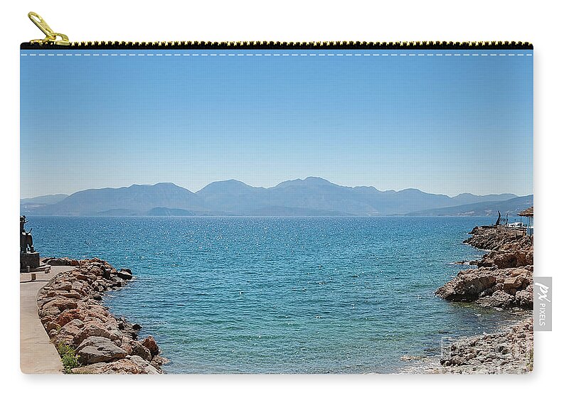 Crete Zip Pouch featuring the photograph Crete Mountain Range From Agios Nicholas by Antony McAulay