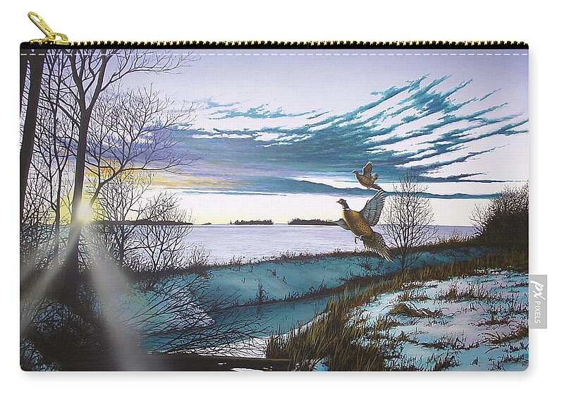Winter Zip Pouch featuring the painting Crisp Winter Light by Anthony J Padgett