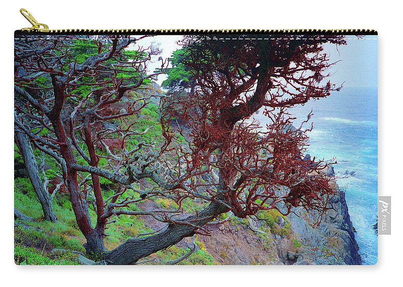 Cypress Zip Pouch featuring the photograph Cypress Tree Ocean Vew Point Lobos State Park Carmel California by Kathy Anselmo