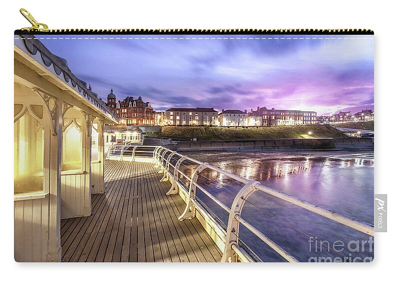 Cromer Zip Pouch featuring the photograph Cromer Pier Victorian Shelters by Simon Bratt