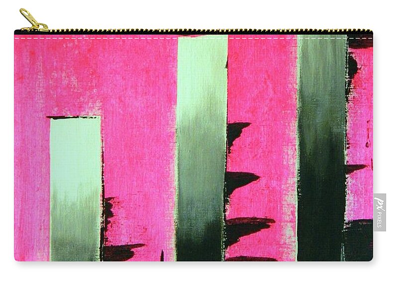 Pink Abstracts Zip Pouch featuring the painting Crooked Steps by Everette McMahan jr