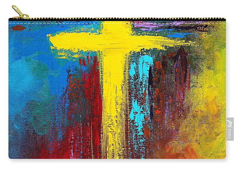 Christian Zip Pouch featuring the painting Cross No.2 by Kume Bryant