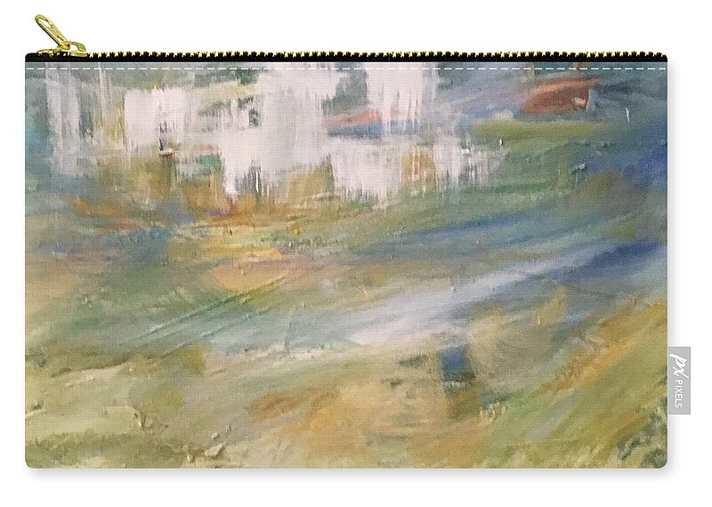 Golden Gate Bridge Zip Pouch featuring the painting Cross a bridge and get over it by Jill Morris Maxwell