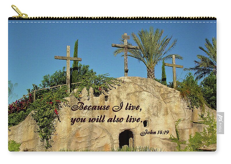 Easter Zip Pouch featuring the photograph Crosses and Resurrection by Jill Lang