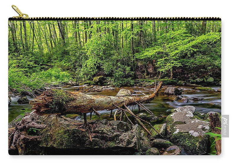 Stream Zip Pouch featuring the photograph Crossing The Stream by Christopher Holmes
