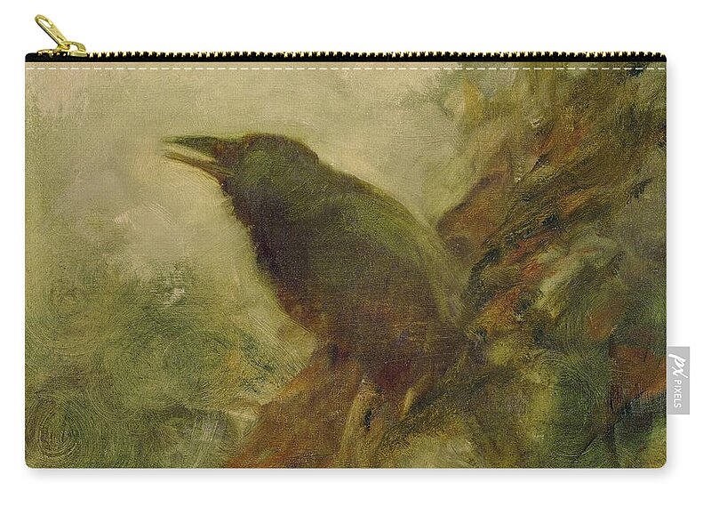 Crow Carry-all Pouch featuring the painting Crow 14 by David Ladmore