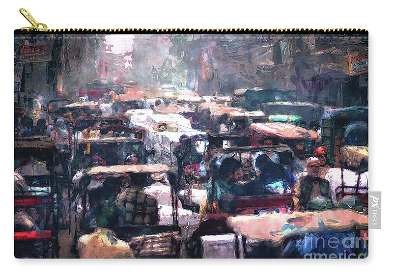 India Zip Pouch featuring the photograph Crowded Streets by Phil Perkins