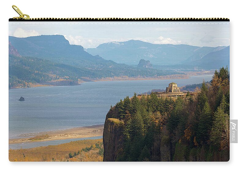 Crown Point Zip Pouch featuring the photograph Crown Point on Columbia River Gorge by David Gn
