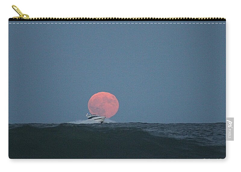 Full Moon Zip Pouch featuring the photograph Cruising On A Wave During Harvest Moon by Robert Banach