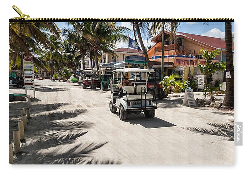 Ambergris Caye Zip Pouch featuring the photograph Cruising on Ambergris by Lawrence Burry