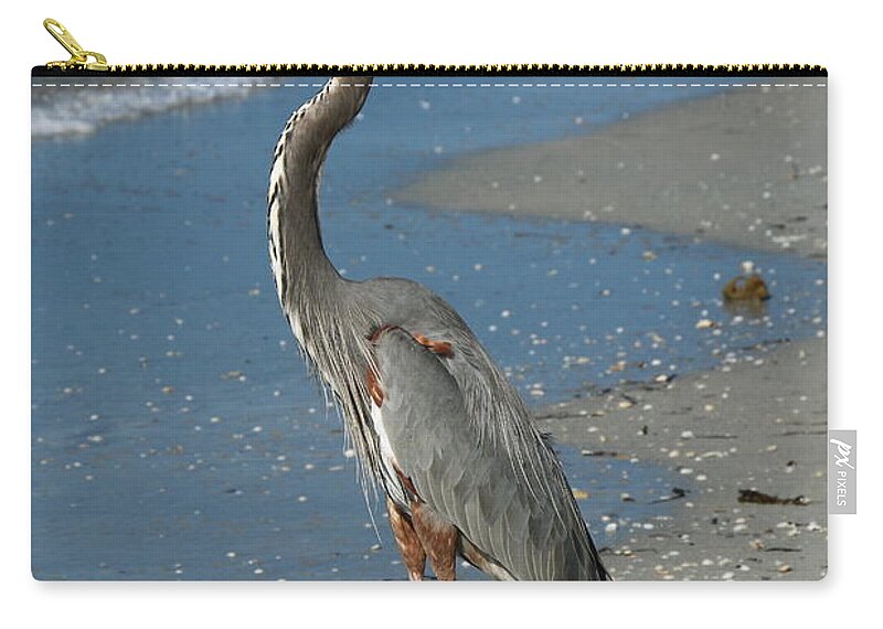  Heron Zip Pouch featuring the photograph Cruising The Beach by Christiane Schulze Art And Photography
