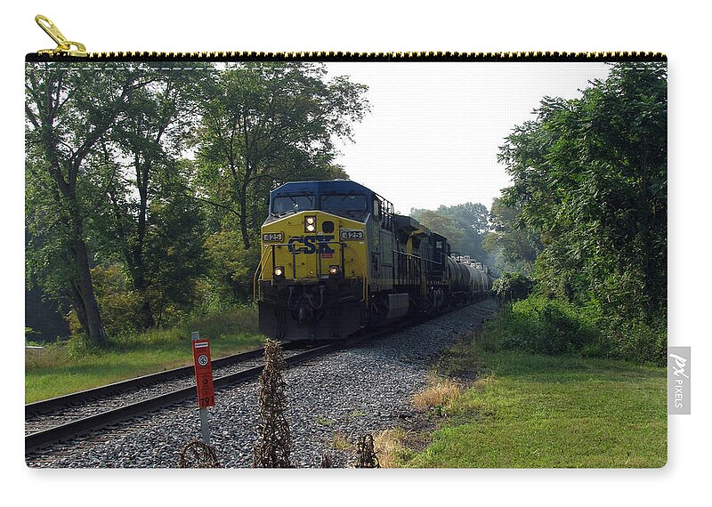 Train Zip Pouch featuring the photograph CSX 425 Coming Down the Tracks by George Jones