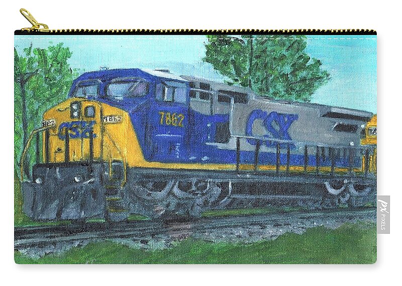 Train Zip Pouch featuring the painting CSX by Cliff Wilson