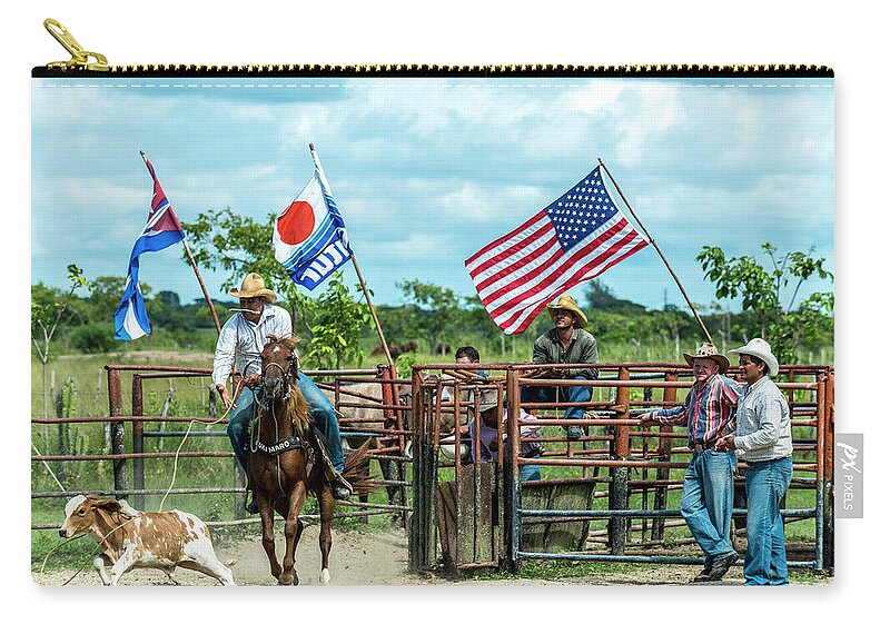 Architectural Photographer Zip Pouch featuring the photograph Cuban Cowboys by Lou Novick