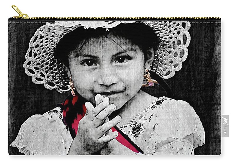 Girl Zip Pouch featuring the photograph Cuenca Kids 1058 by Al Bourassa