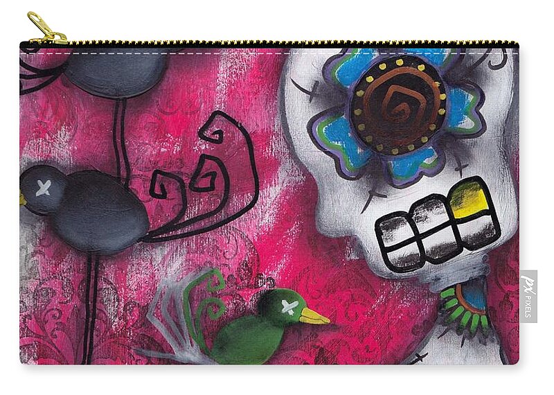 Cuervos By Abril Andrade Griffith Zip Pouch featuring the painting Cuervos by Abril Andrade