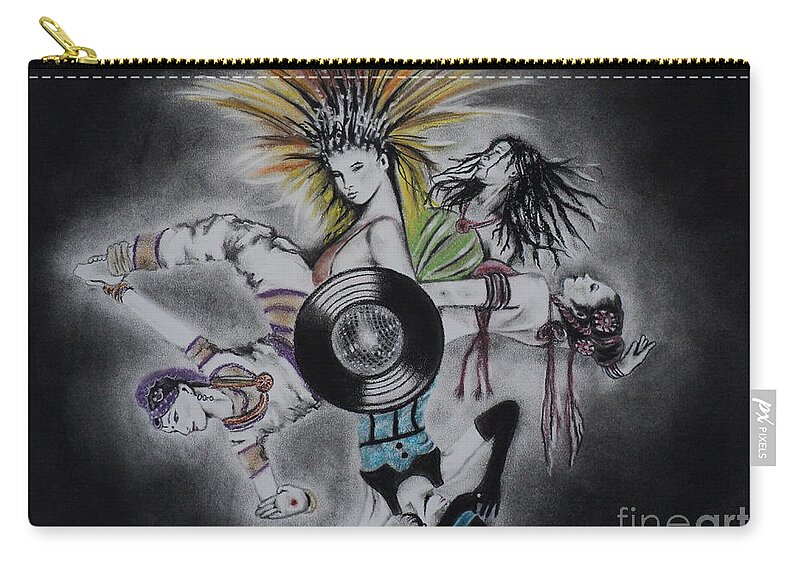 Music Zip Pouch featuring the drawing Cultural Affair by Carla Carson