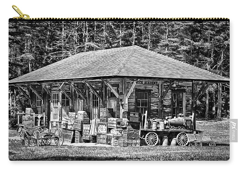 Architecture Zip Pouch featuring the photograph Cummings Railroad Depot, Luggage by Betty Denise