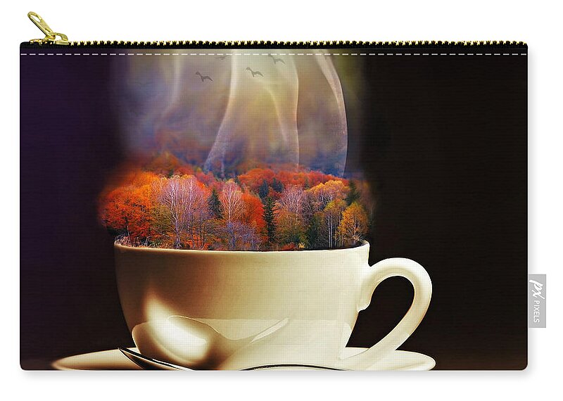 Nature Carry-all Pouch featuring the digital art Cup of Autumn by Lilia D