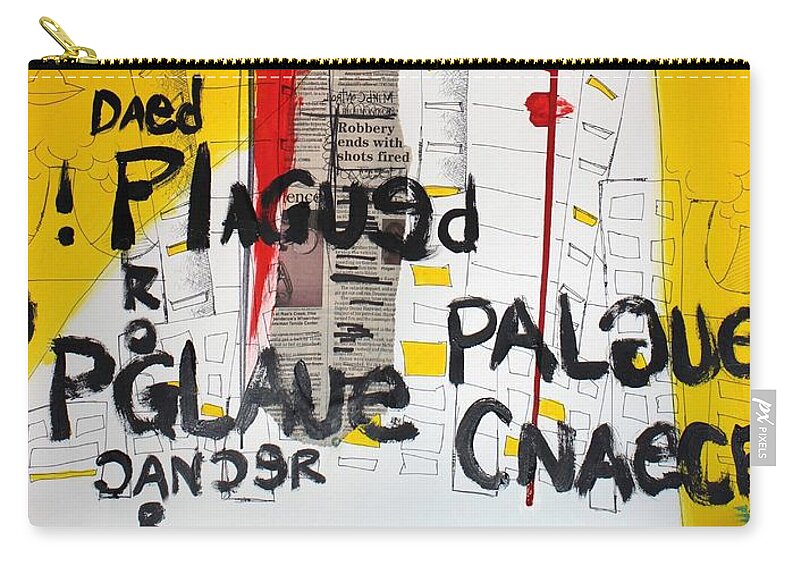 Expressive Zip Pouch featuring the mixed media Curative Needs by Aort Reed