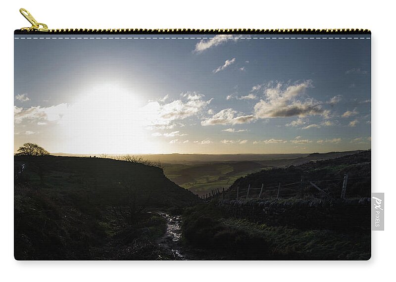 Uk Zip Pouch featuring the photograph Curbar Edge Sunset by Scott Lyons