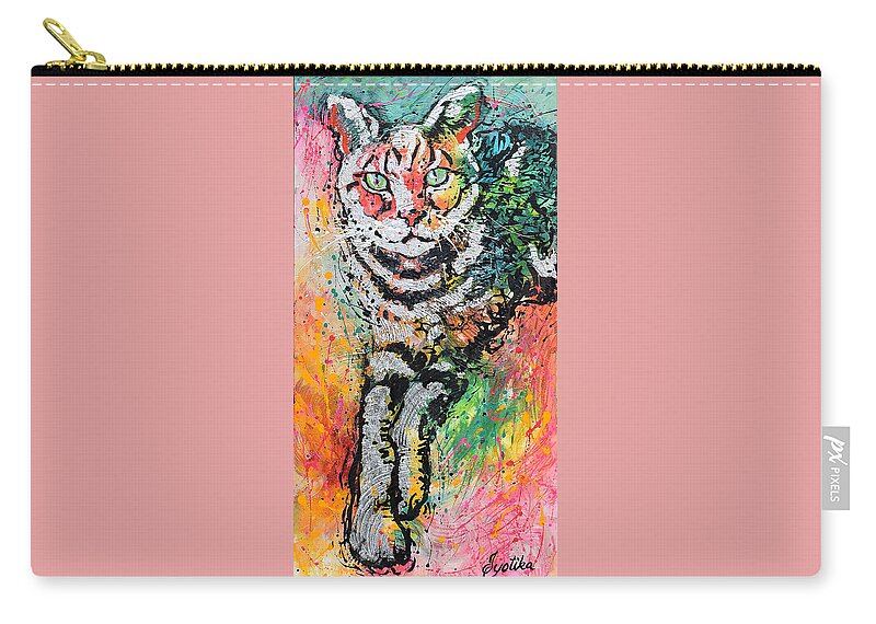 Cats Carry-all Pouch featuring the painting Curious Cat by Jyotika Shroff