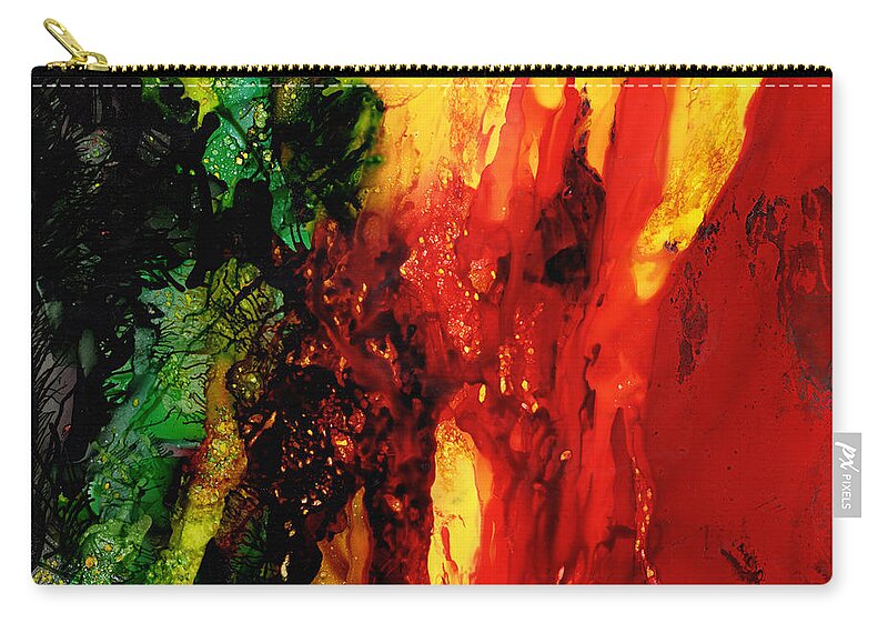 Abstract Zip Pouch featuring the painting Curtain of Fire by Charlene Fuhrman-Schulz
