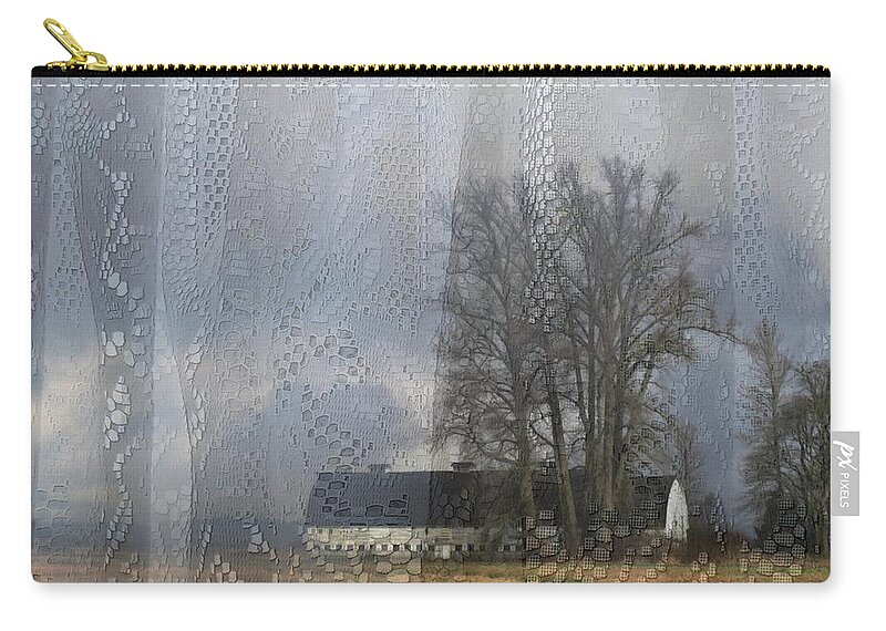 Stormy Weather Zip Pouch featuring the mixed media Curtains Of The Mind by I'ina Van Lawick