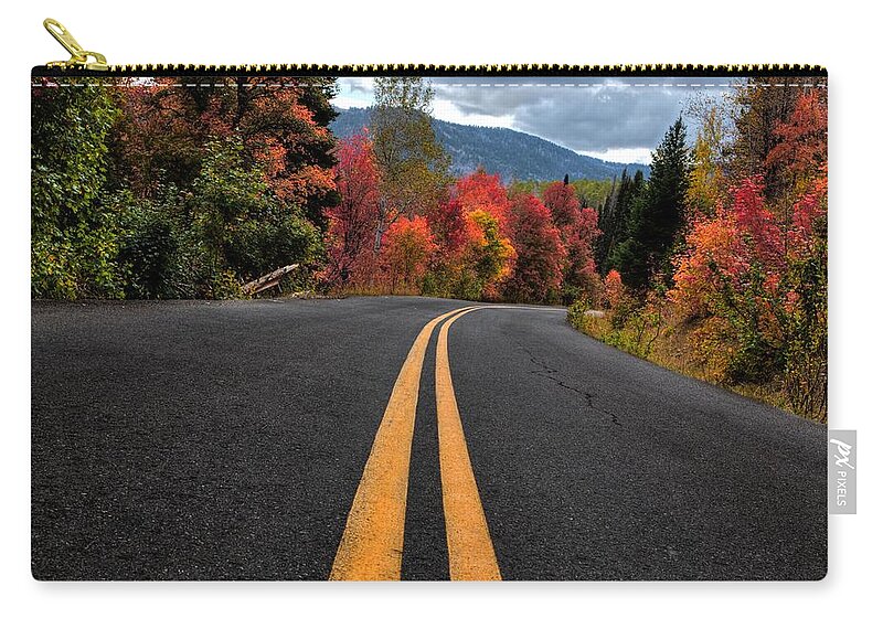Autumn Zip Pouch featuring the photograph Curve of the Road by David Andersen
