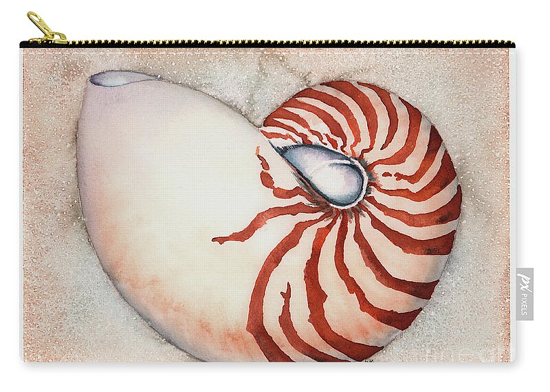 Nautilus Zip Pouch featuring the painting Curving Nautilus by Hilda Wagner