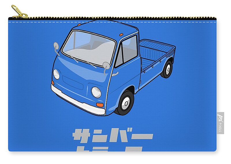 1970 Zip Pouch featuring the digital art Custom Color Subaru Sambar Truck by Ed Jackson