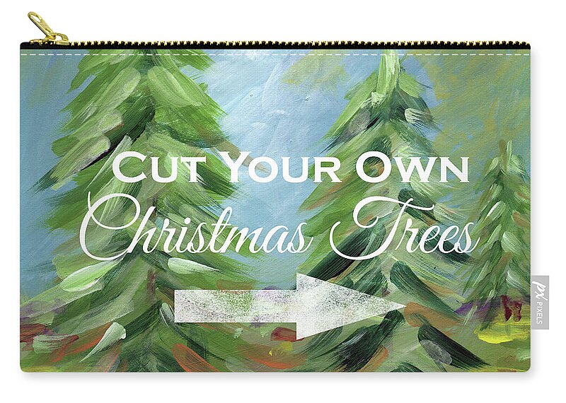 Tree Zip Pouch featuring the painting Cut Your Own Tree- Art by Linda Woods by Linda Woods