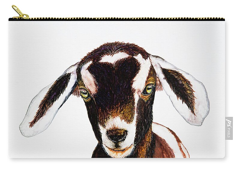 Woolyfrog Zip Pouch featuring the painting Cute as a Button by Jan Killian