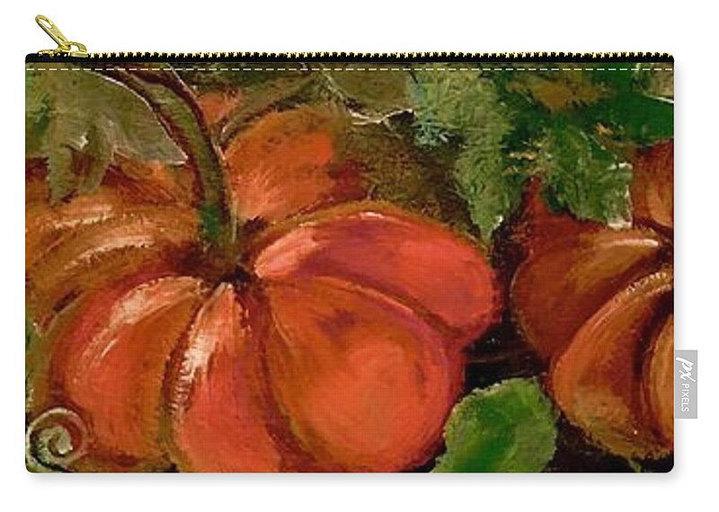 Pumpkins Zip Pouch featuring the painting Cuttin Up by Lisa Kaiser
