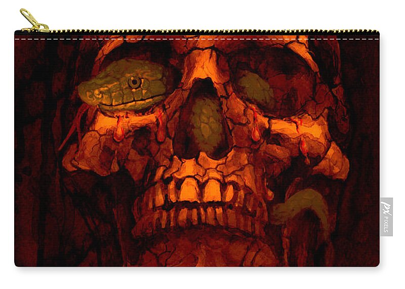 Skull Zip Pouch featuring the painting Cyclop 3 by Laur Iduc