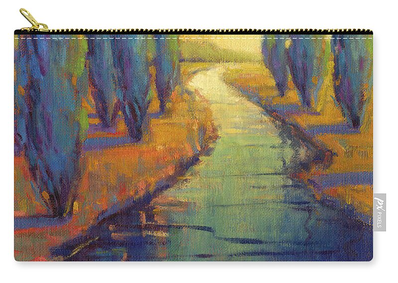 Cypress Zip Pouch featuring the painting Cypress Reflection by Konnie Kim