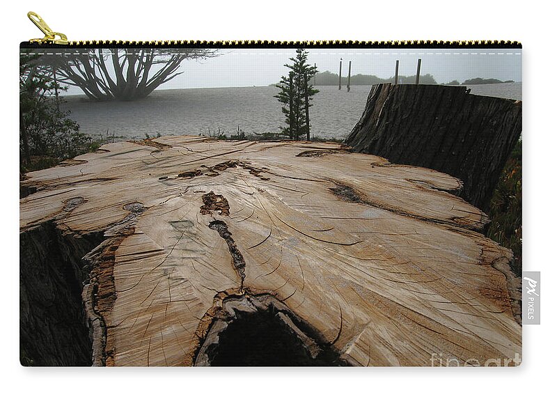 Carmel Zip Pouch featuring the photograph Cypress Stump by James B Toy