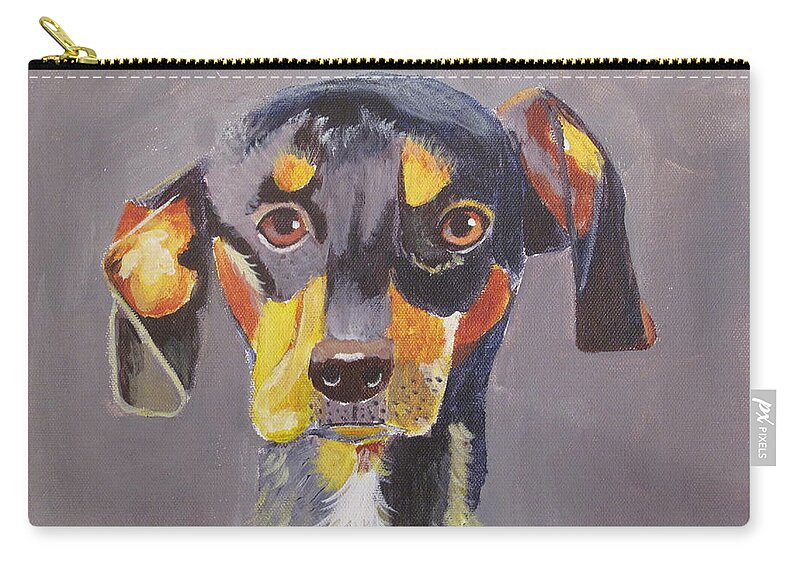Pets Carry-all Pouch featuring the painting Dachshund by Kathie Camara